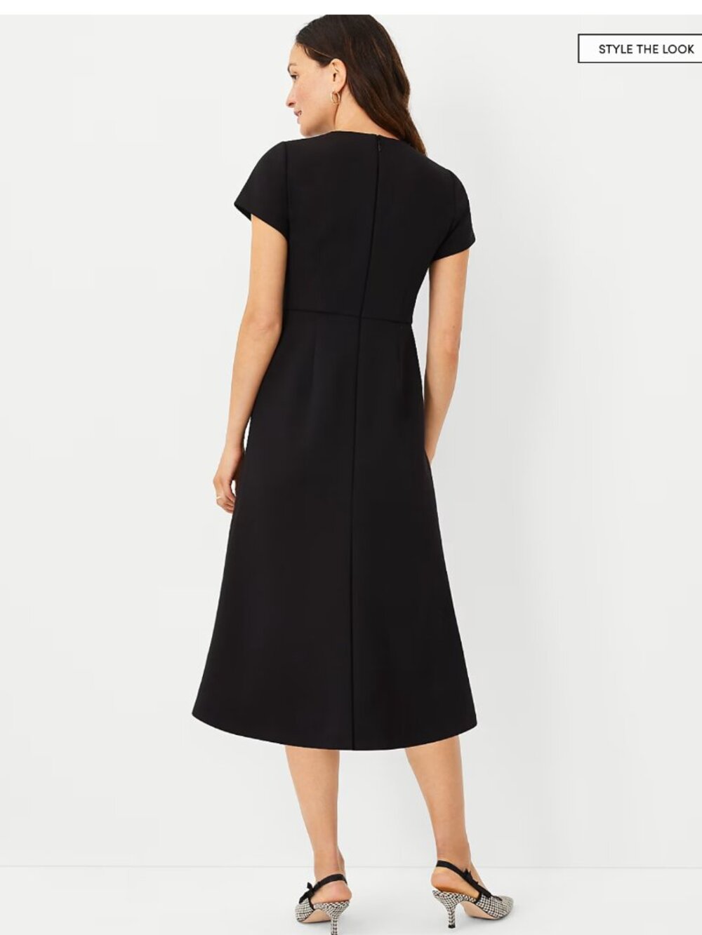 Ann Taylor The Midi Flare Dress in Double Knit (new with tag) black 6 - Picture 2 of 5